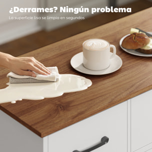 Aparador de Cocina Rústico, Armario de Cocina con 4 Estantes de Puerta, 3 Cajones, Estantes Ajustables, Puerta con Cierre Suave, Mueble de TV para 48-55 Pulgadas, 120x38x87 cm, Blanco y Nogal