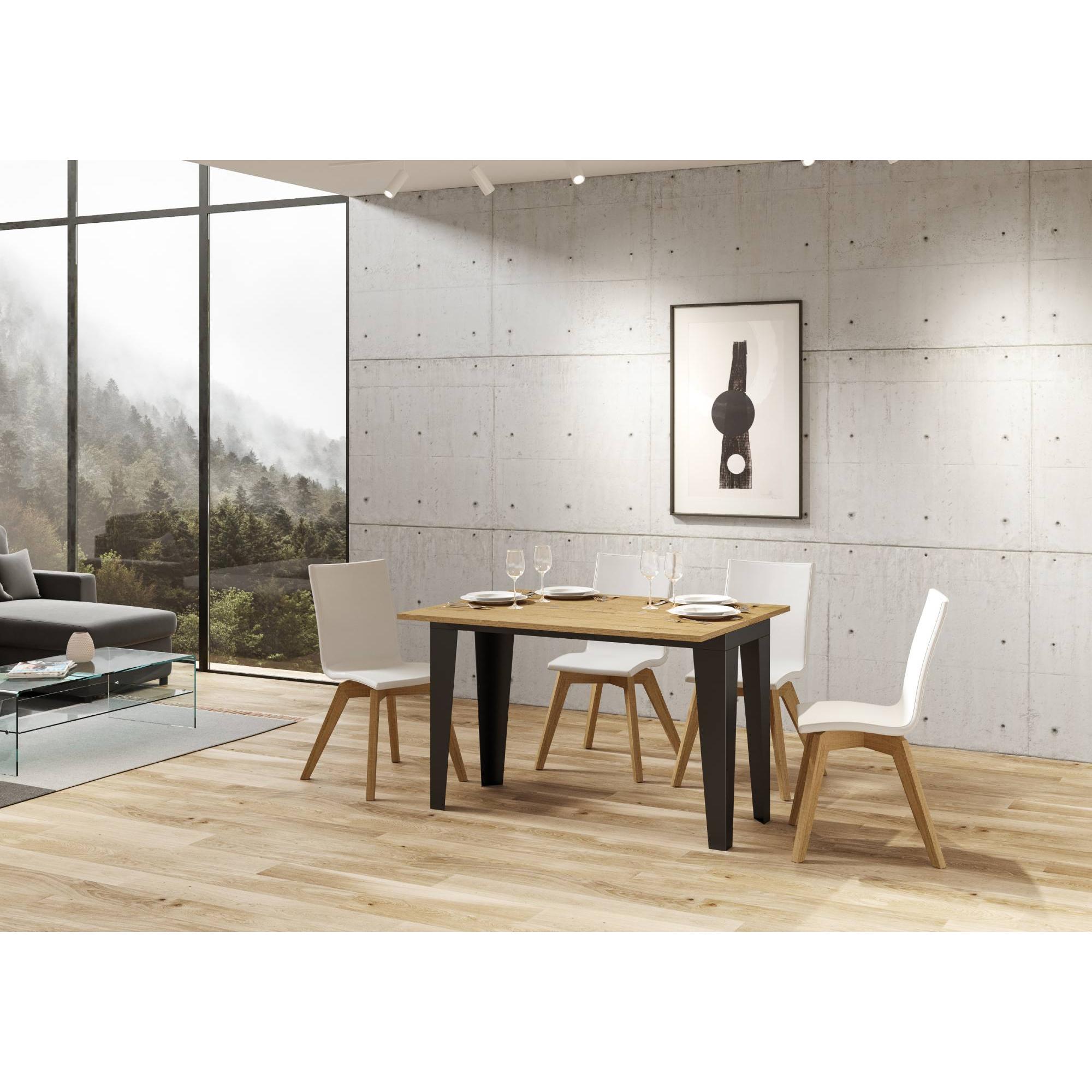 Mesa tipo libro 120/200x45/90 cm Flame Double Roble Natural estructura Antracita