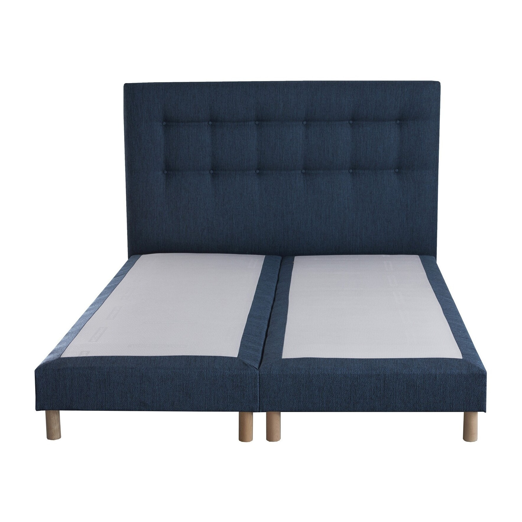 Sommier confort CRÉPUSCULE, durable avec tête de lit capitonnée bleu marine