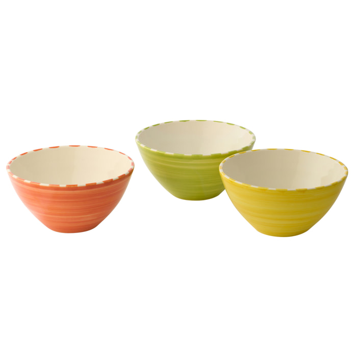 J-Line Bol Poisson - céramique - multicolore - medium - 3 pièces