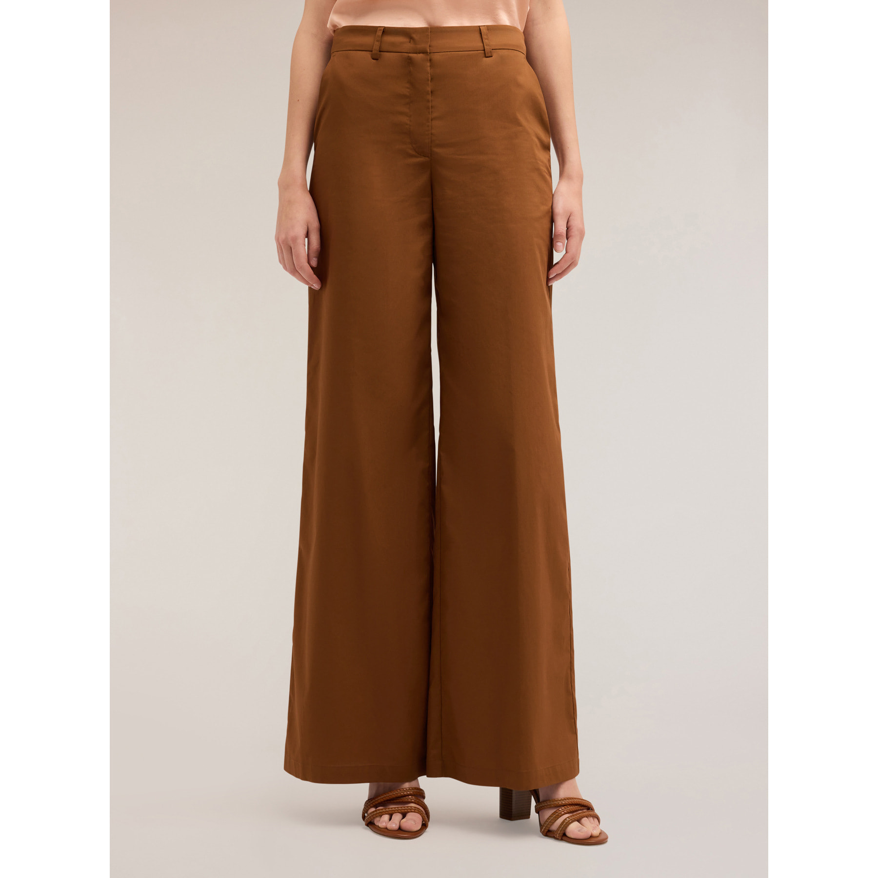 Motivi - Pantaloni palazzo in cotone - Marrone