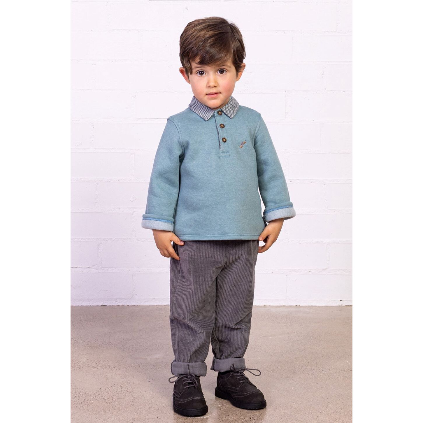 PANTALÓN PANA BOLSILLO OJAL GRIS