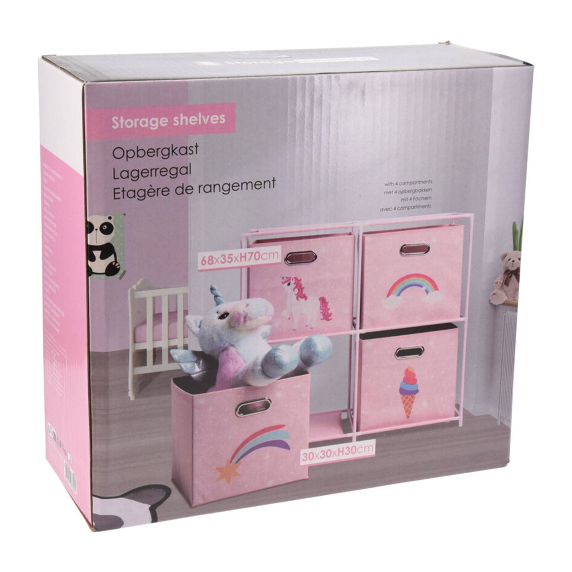 Well home cajonera infantil de 4 compartimentos con marcos de metal y color rosa