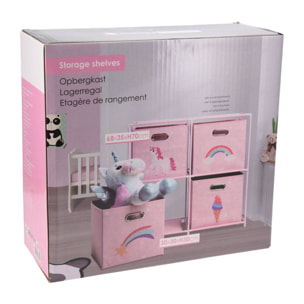 Well home cajonera infantil de 4 compartimentos con marcos de metal y color rosa