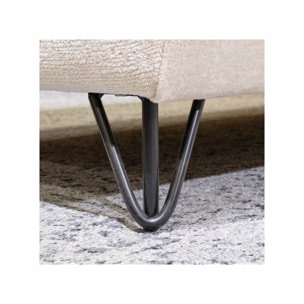 Canapé convertible angle droit 3 places en tissu côtelé écru - ADELE