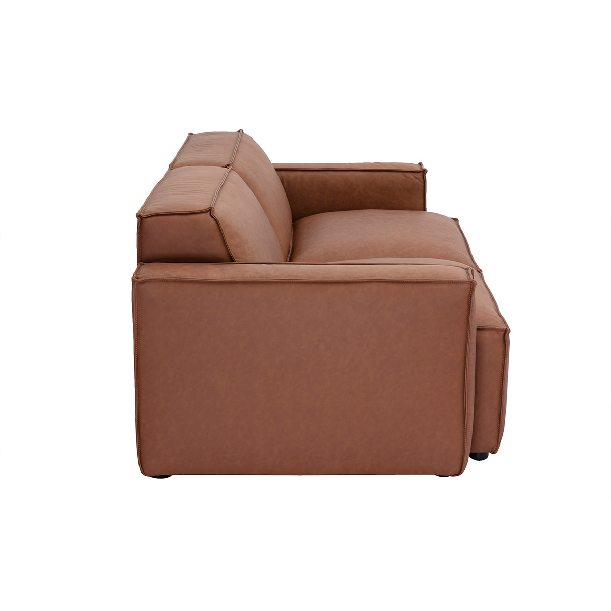 Canapé modulable vintage 3 places en cuir marron SPLIT