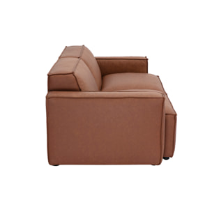Canapé modulable vintage 3 places en cuir marron SPLIT