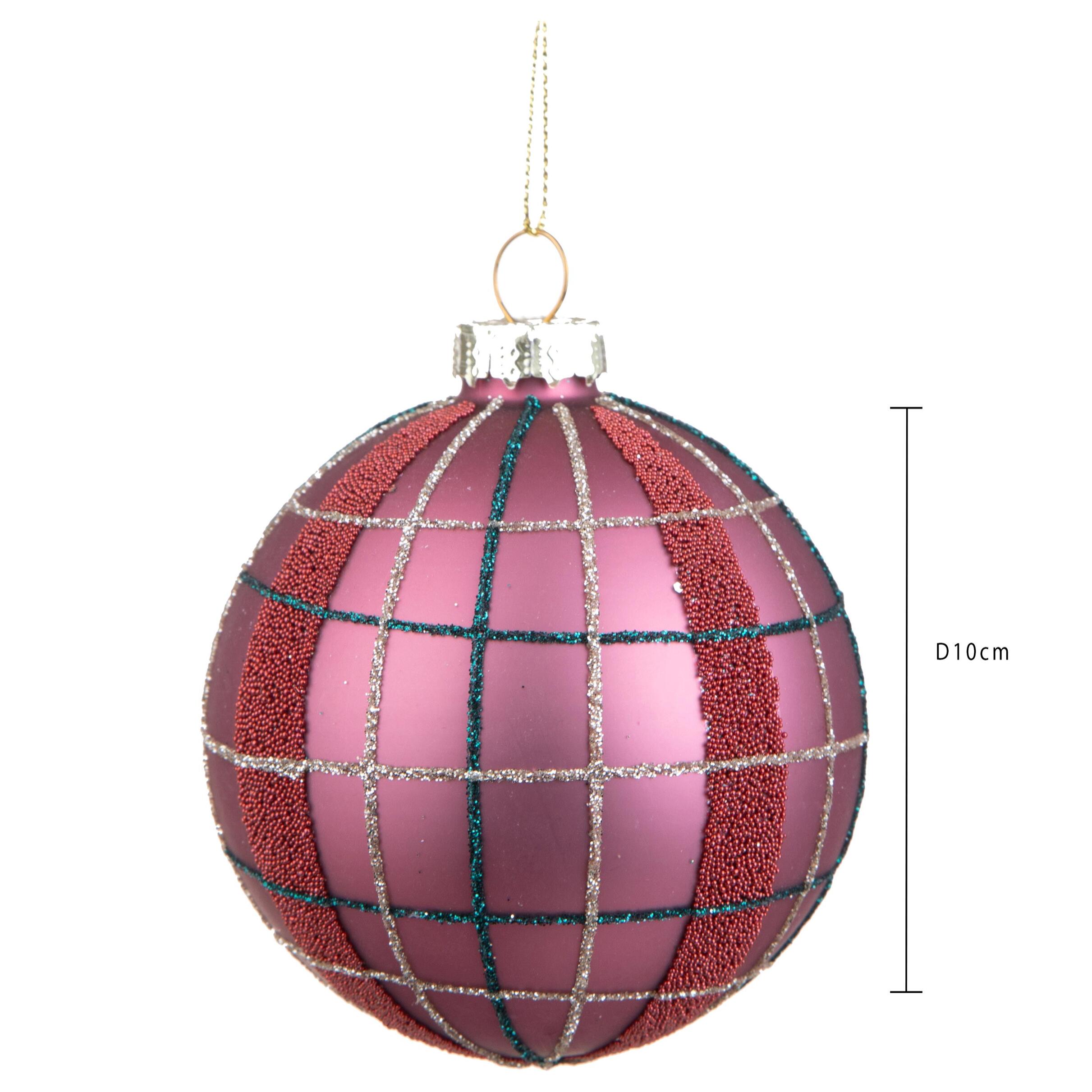 Sfera con Decori Righe - Pezzi 4 - Colore Viola - 10x10Hx10cm - Bianchi Dino