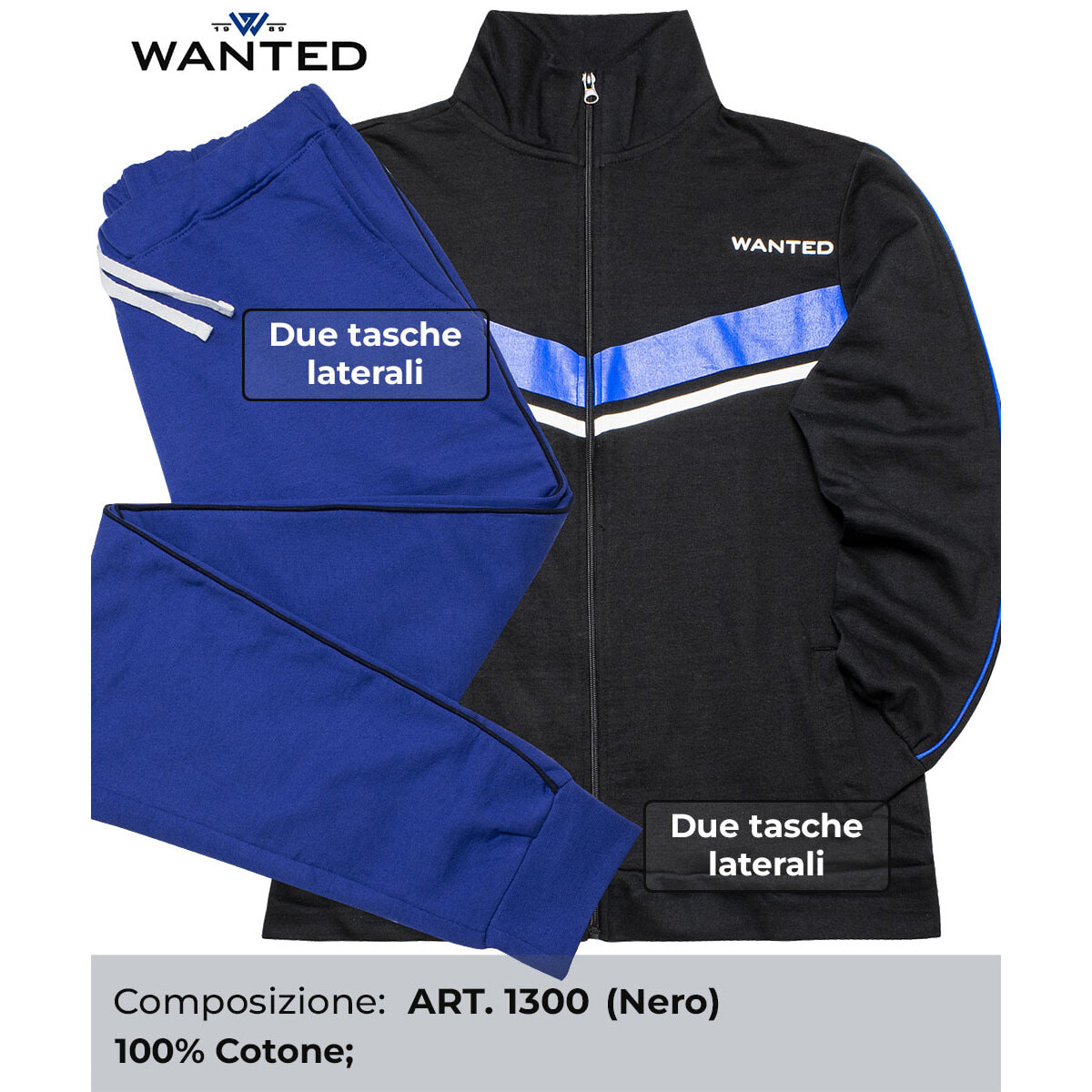 Tuta Uomo Full Zip in Franch Terry Wanted, Art.1303