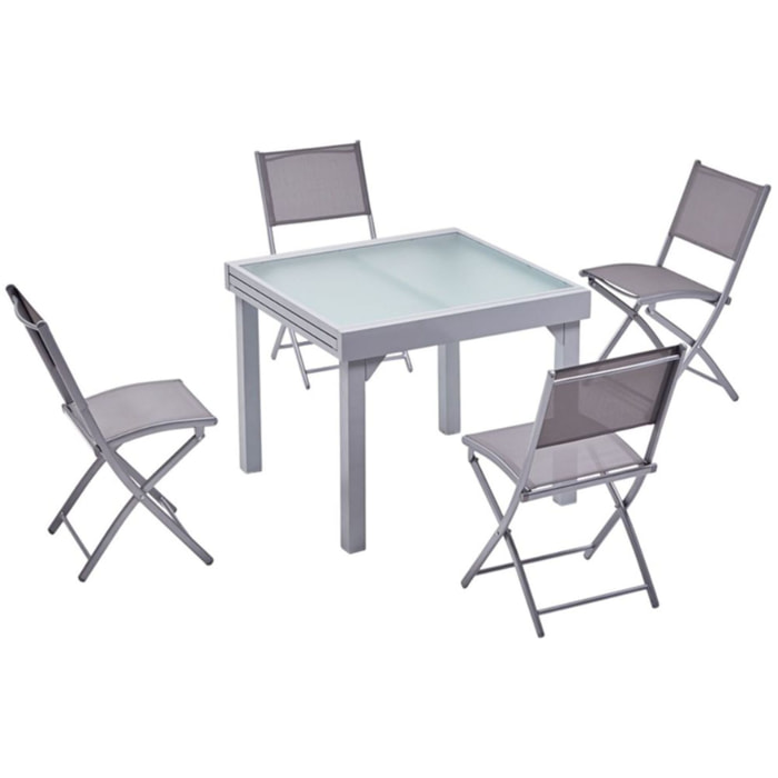 Table de jardin extensible 8 places et 4 chaises SACRAMENTO