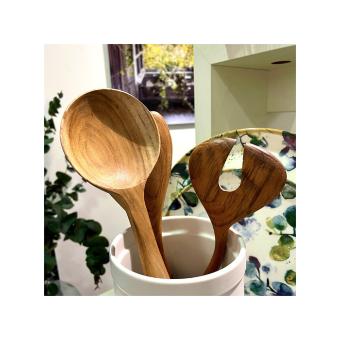 Cuillère couvert à salade de cuisine 25 cm en bois de teck - TOKYO