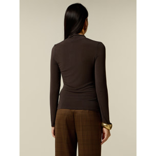 Oltre - T-shirt misto cashmere con fiocco - Marrone