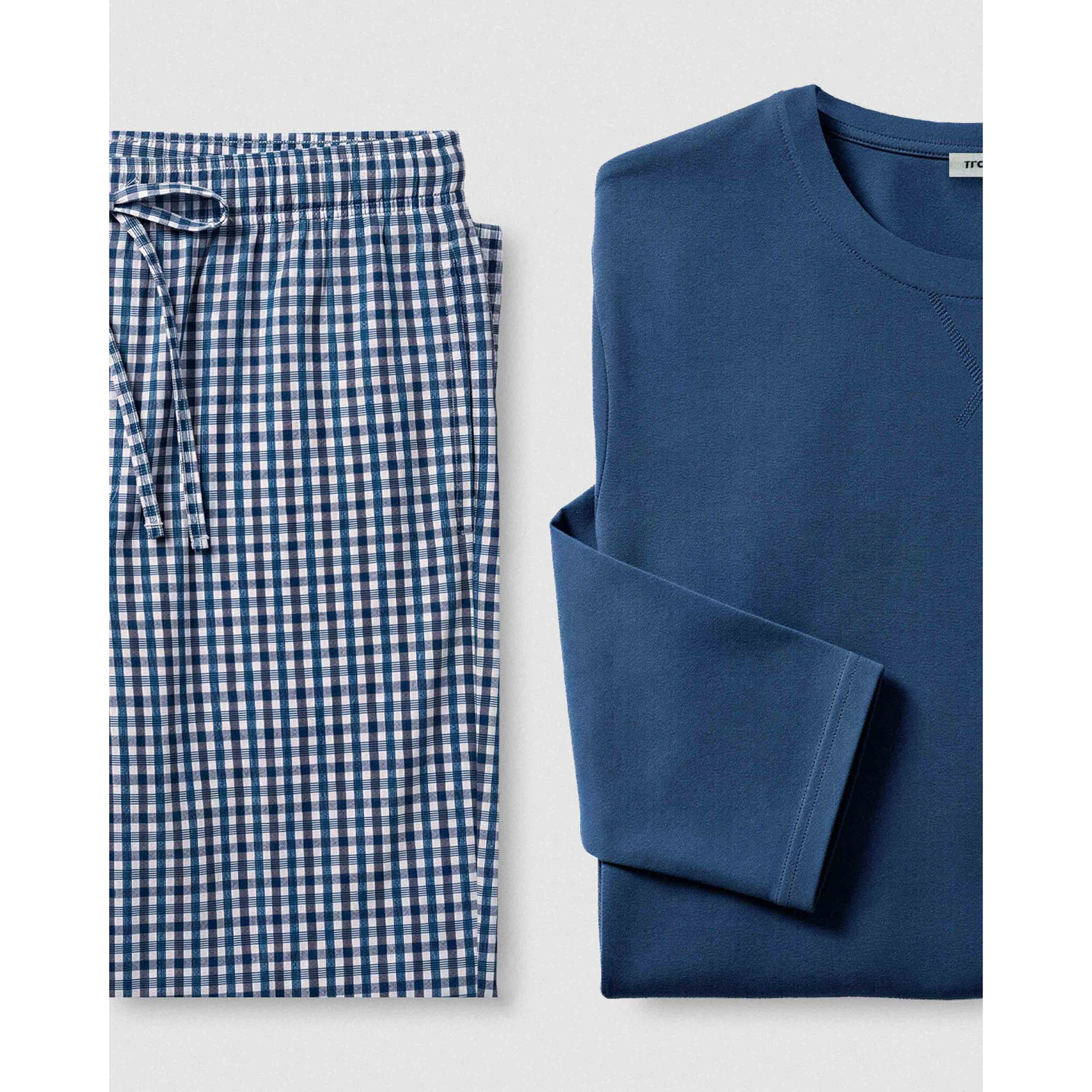 Pijama largo algodón cuadro joshua azul marino