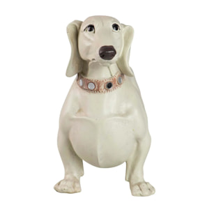 Figura Perro Teckel Resina Biege 42x15x25 Cm