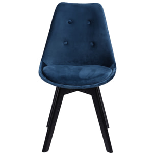 Lot de 4 chaises en velours NORA bleues avec coussin