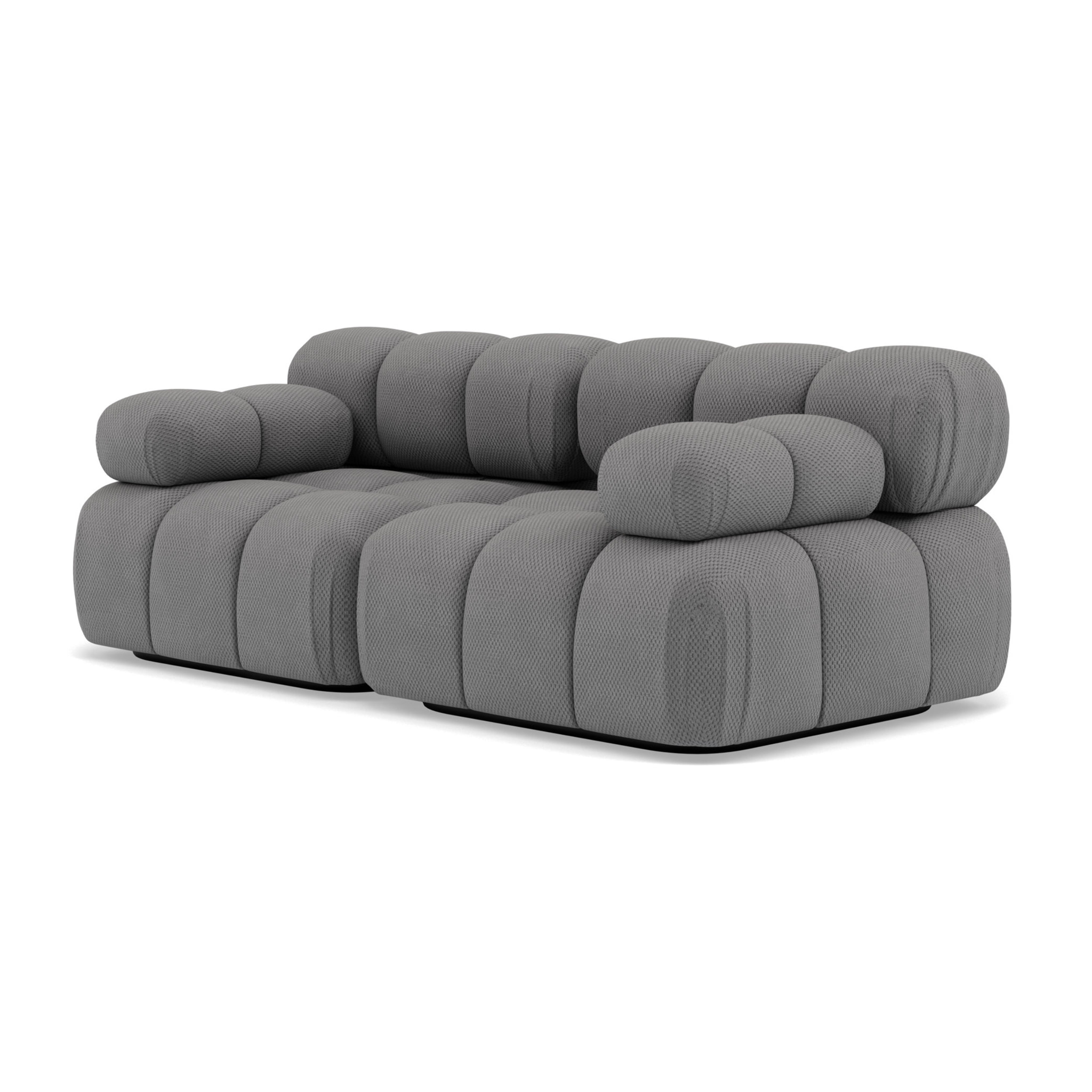 Ruby - canapé droit modulable 2 places en velours texturé - Gris