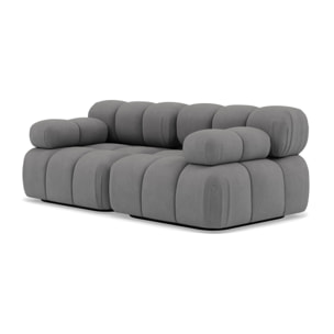 Ruby - canapé droit modulable 2 places en velours texturé - Gris