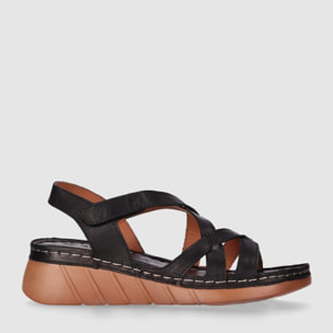 Sandalias de Piel - Negro - Tacón: 5 cm