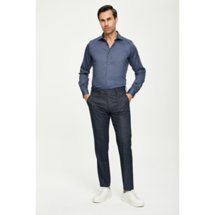 Camicia Uomo 1 Bottone Francese Slim Satin Unito Grigio Scuro