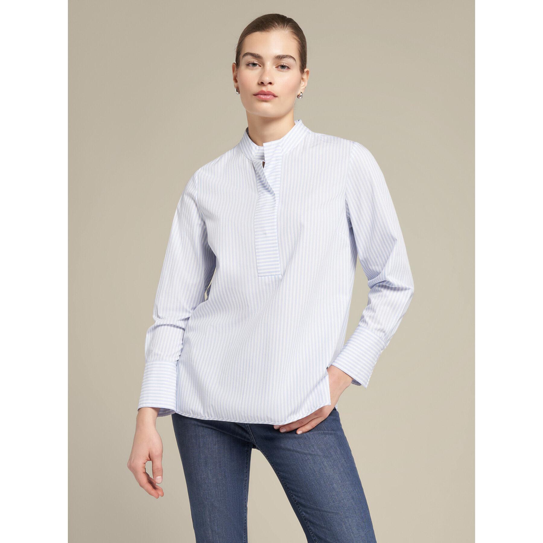 Elena Mirò - Blusa a righe con collo alto - Azzurro