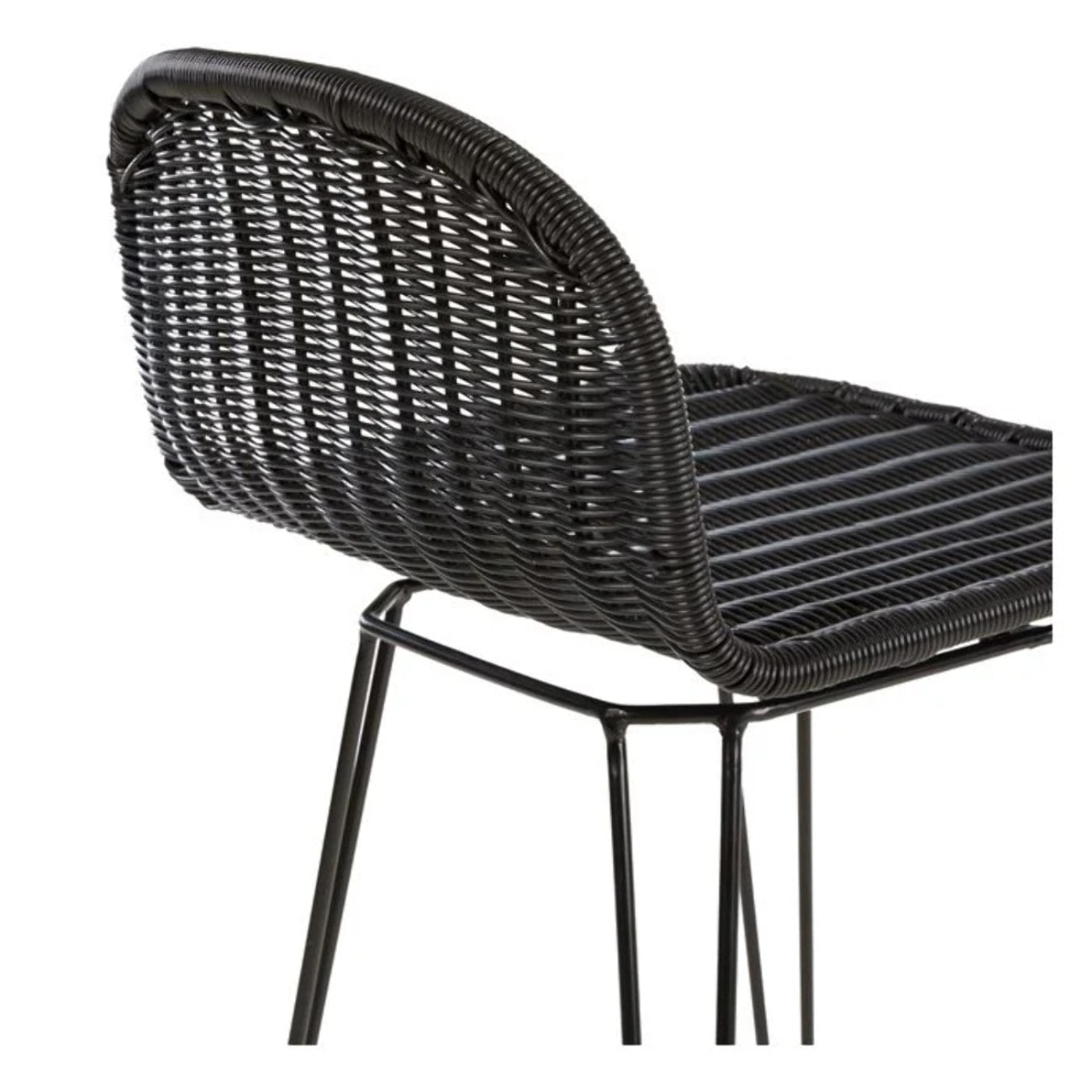 Lot de 2 chaises de bar mi-hauteur 63 cm en résine tressée noire - Jigani