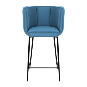 Lot de 2 chaises pour îlot central 67 cm en velours bleu - Rosy