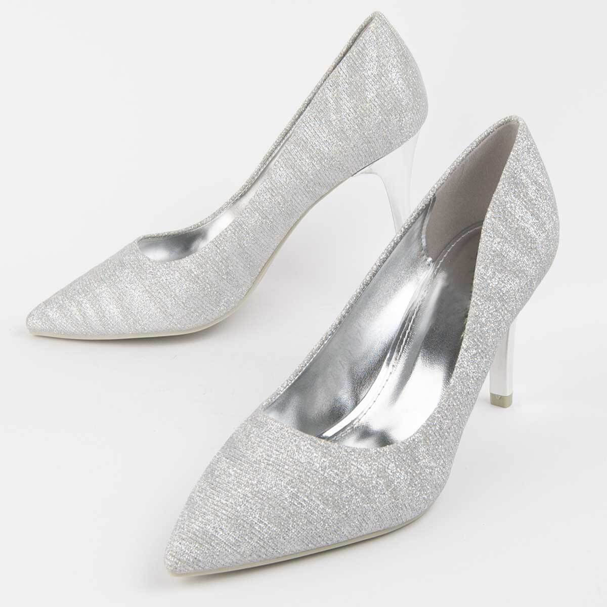 Zapato De Tacón - Plateado - Altura: 8 Cm