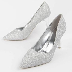 Zapato De Tacón - Plateado - Altura: 8 Cm