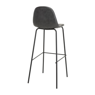 TOM - Lot de 2 tabourets de bar John noir hauteur d'assise 80cm