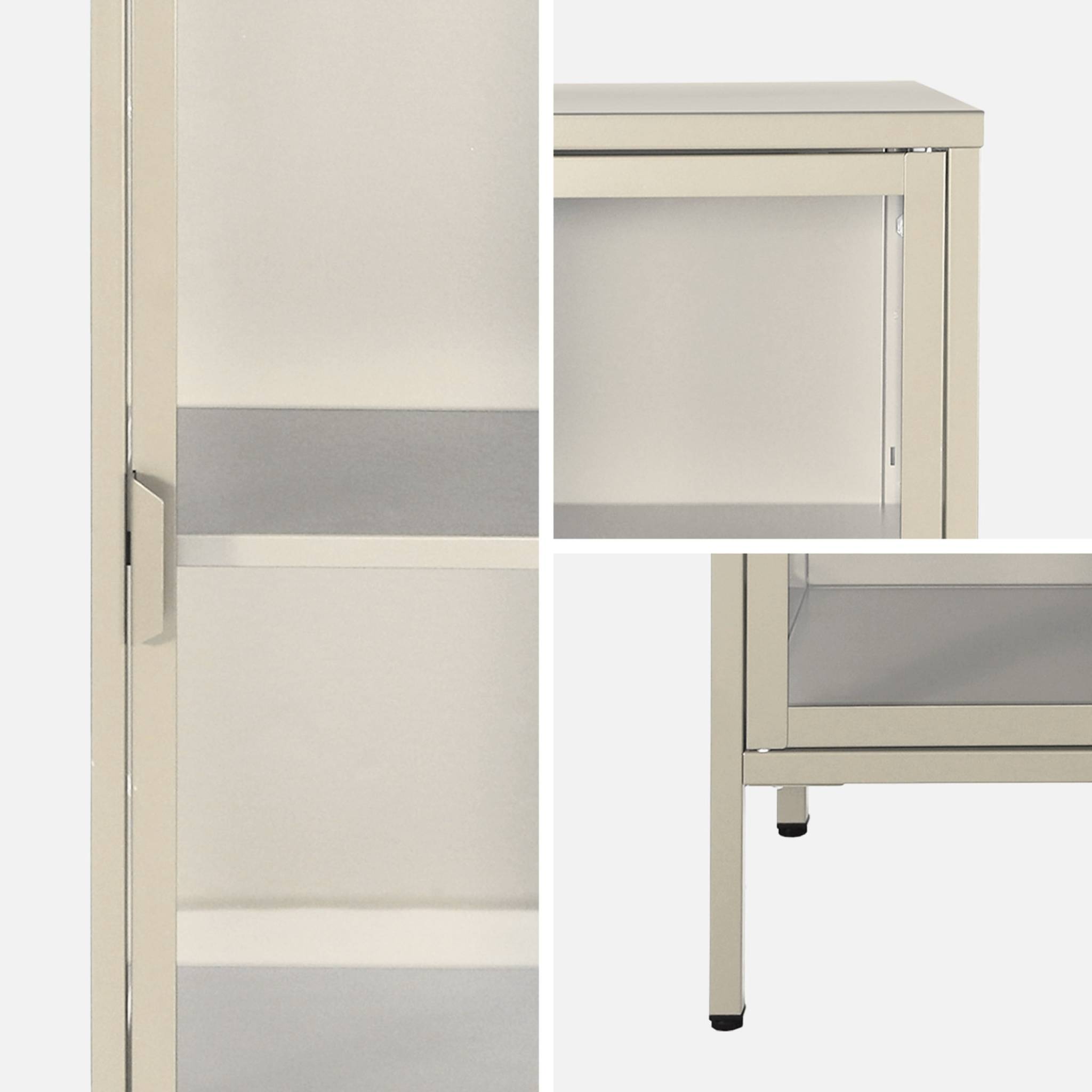 Buffet. vaisselier acier et verre trempé 1 porte 160cm beige - Arkansas