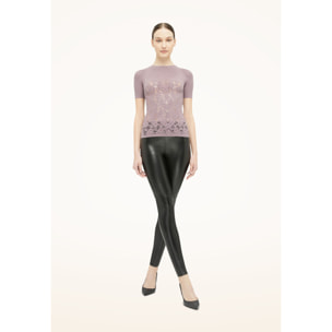 Top a maniche corte Flower Lace Top Short Sleeves