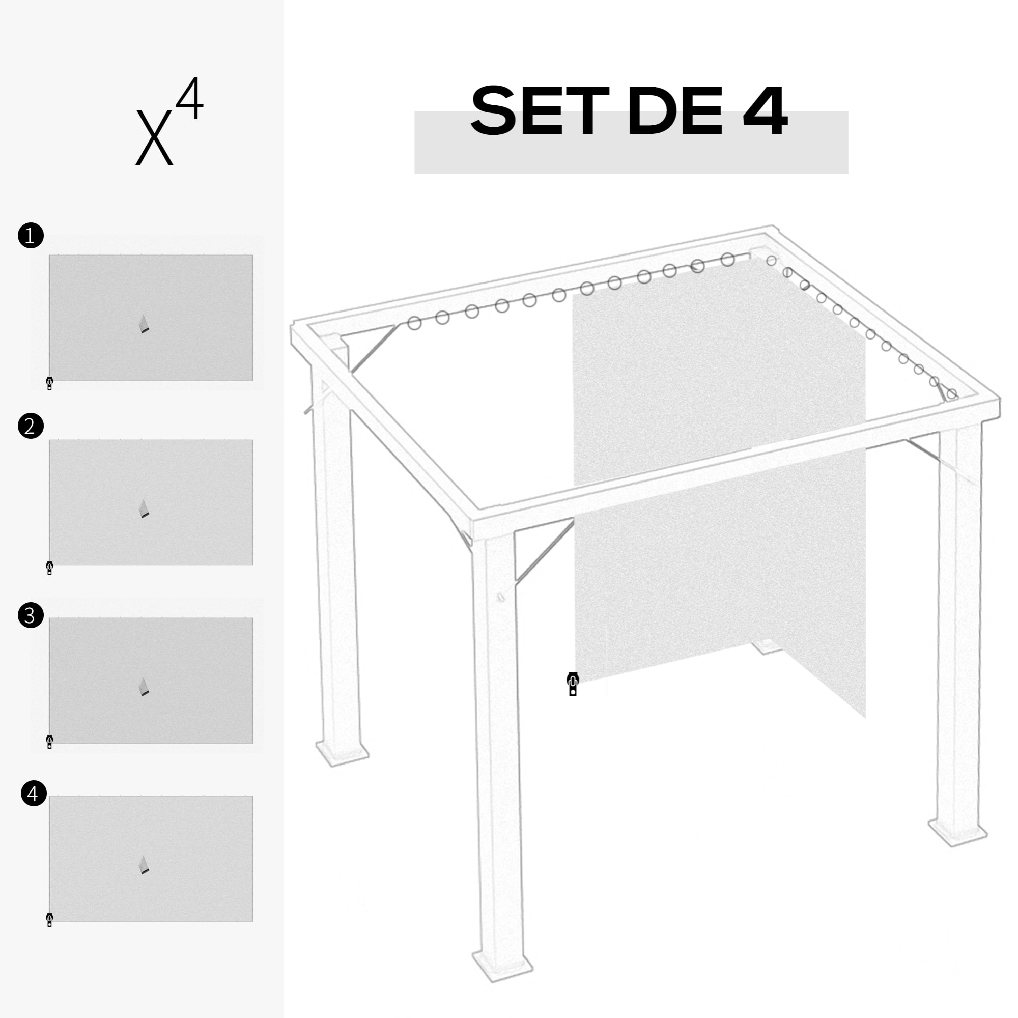 Outsunny 4 parois latérales pour pavillon de jardin tonnelle rigide 300 x 300 cm protéger de la pluie vent soleil beige