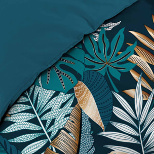 Parure de lit  Alianor Feuilles exotiques - Bleu