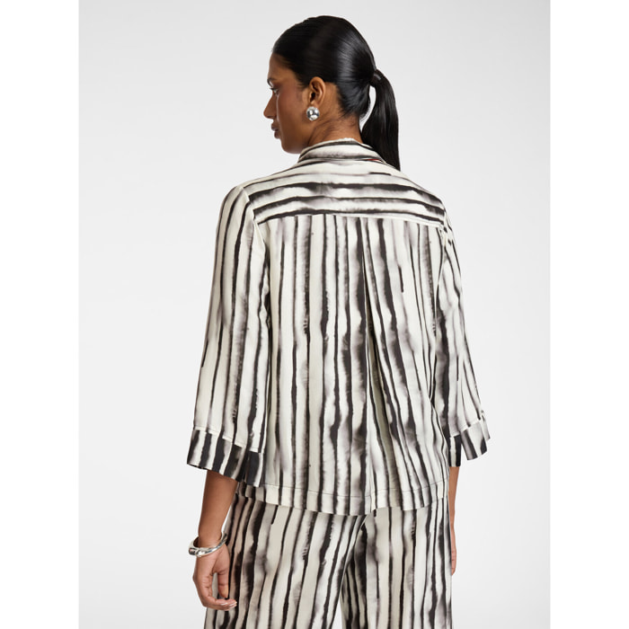 Elena Mirò - Camisa de raso de viscosa a rayas - Negro