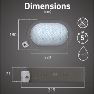 Bestway Spa gonflable ovale Lay-Z-Spa Mauritius AirJet avec WiFi 5-7 personnes