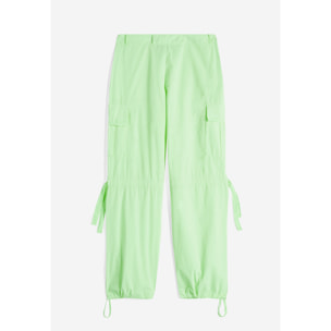 Pantaloni cargo in popeline con doppia coulisse