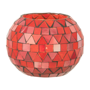 J-Line Photophore Mosaic Triangle Verre Rouge/Rose Small