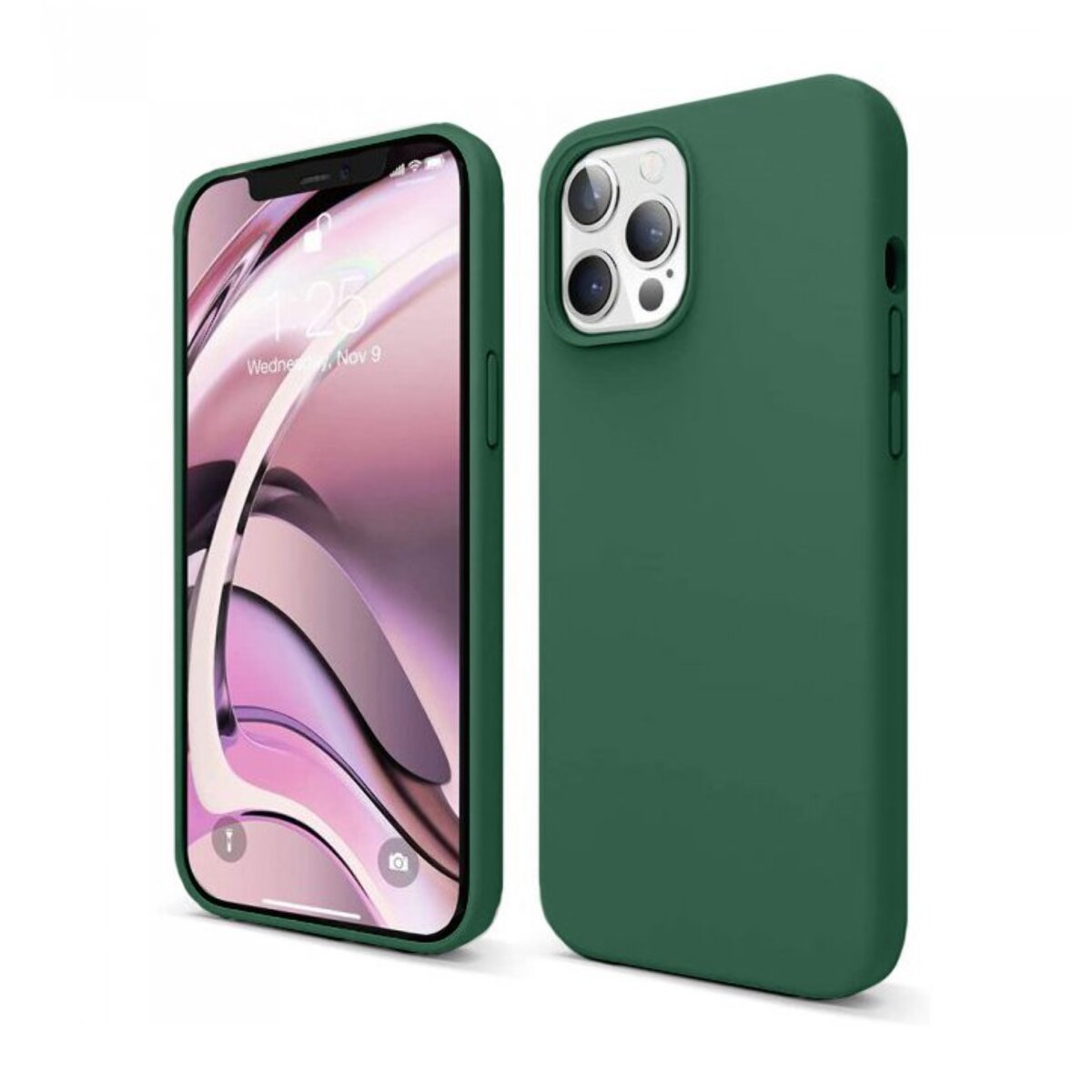 Coque iPhone 12/12 Pro Silicone liquide Vert Foret + 2 Vitres en Verre trempé Protection écran Antichocs