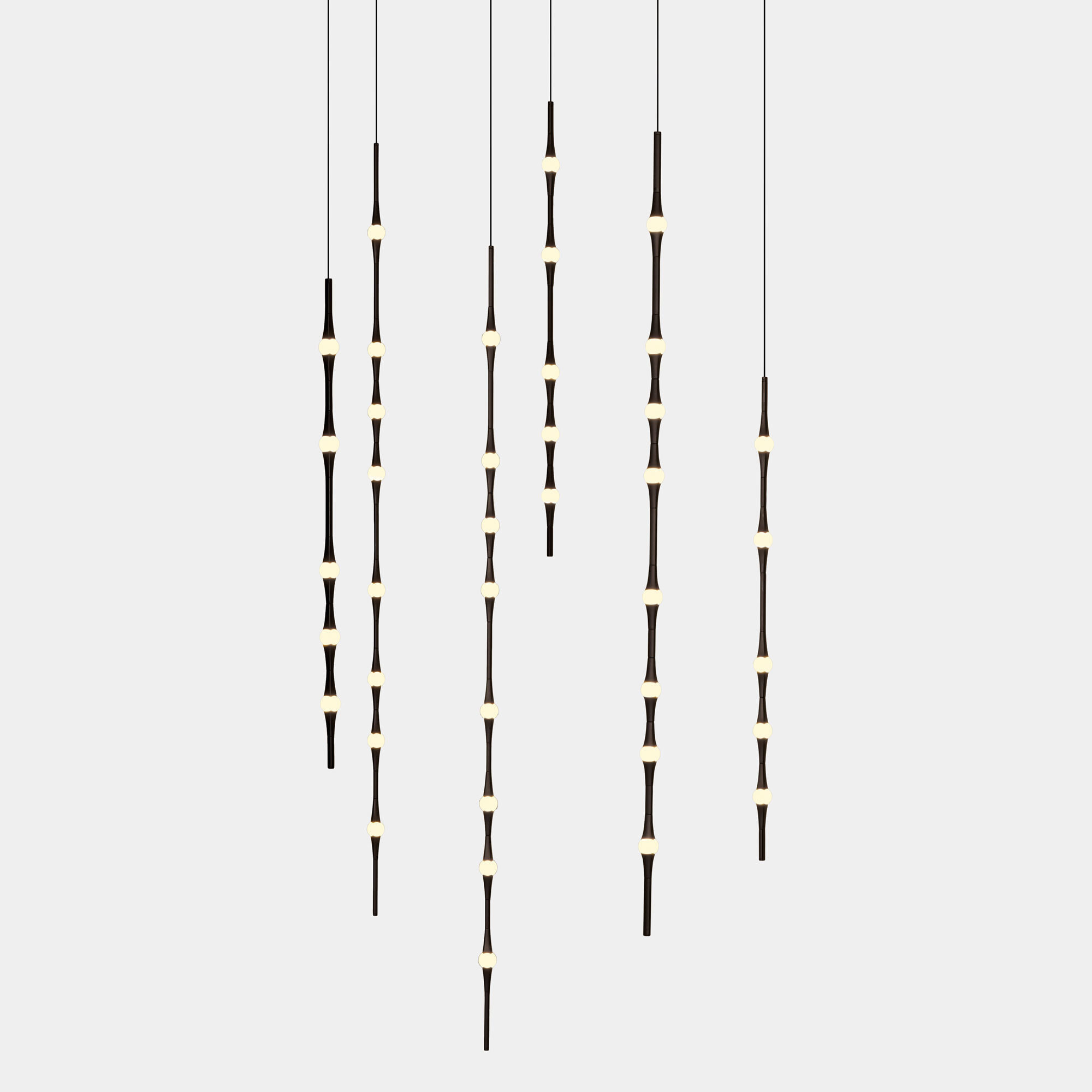 LEDS C4 Colgante Dew Vertical 992mm LED 13 Blanco cálido - 2700K DALI Negro 782lm