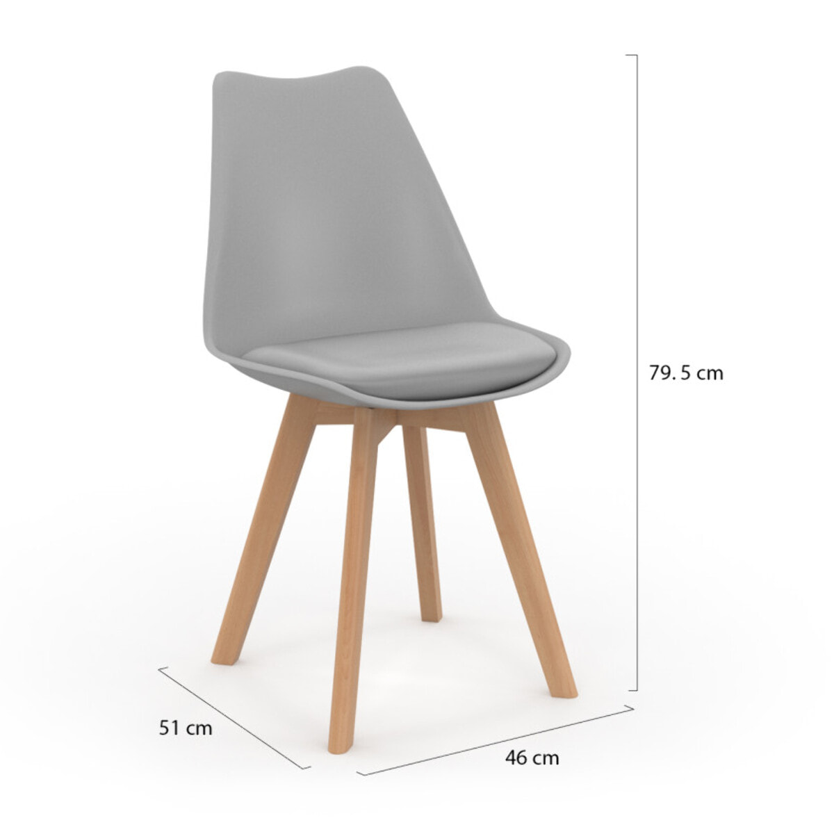 Chaises Nordia pieds bois de hêtre - Mix color - Gris, gris clair, bleu, blanc