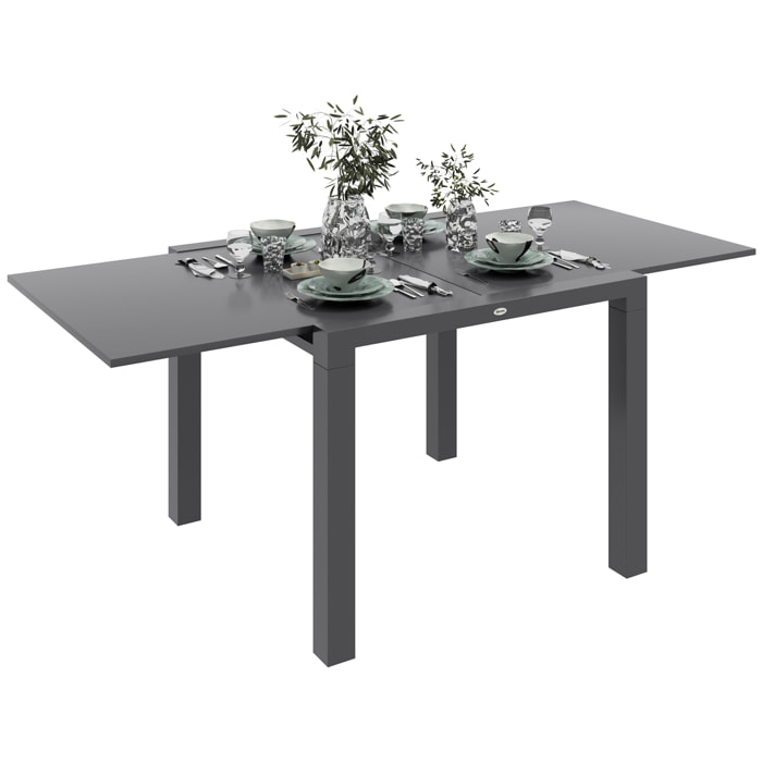 Table de jardin rectangulaire extensible 6 pers. alu métal dim. 80/160L x 80l x 75H cm gris