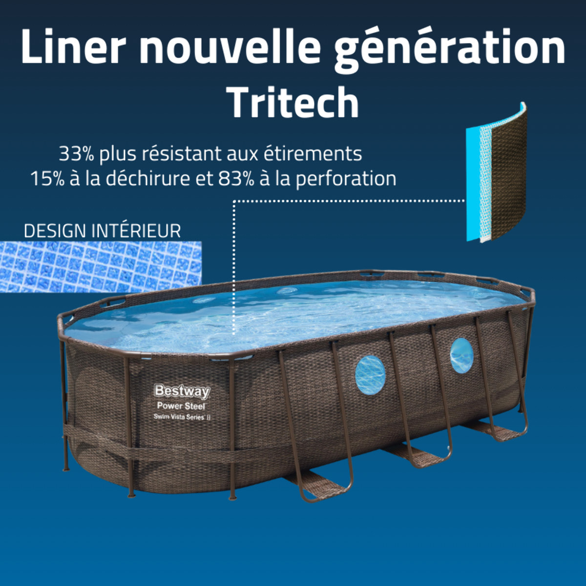 Bestway Piscine hors sol tubulaire ovale Bestway Power Steel Swim Vista 549 x 274 x 122 cm décor rotin