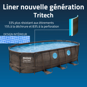 Bestway Piscine hors sol tubulaire ovale Bestway Power Steel Swim Vista 549 x 274 x 122 cm décor rotin