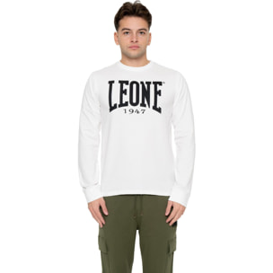 Camiseta de algodón elástico de manga larga con logo grande "Basic" para hombre