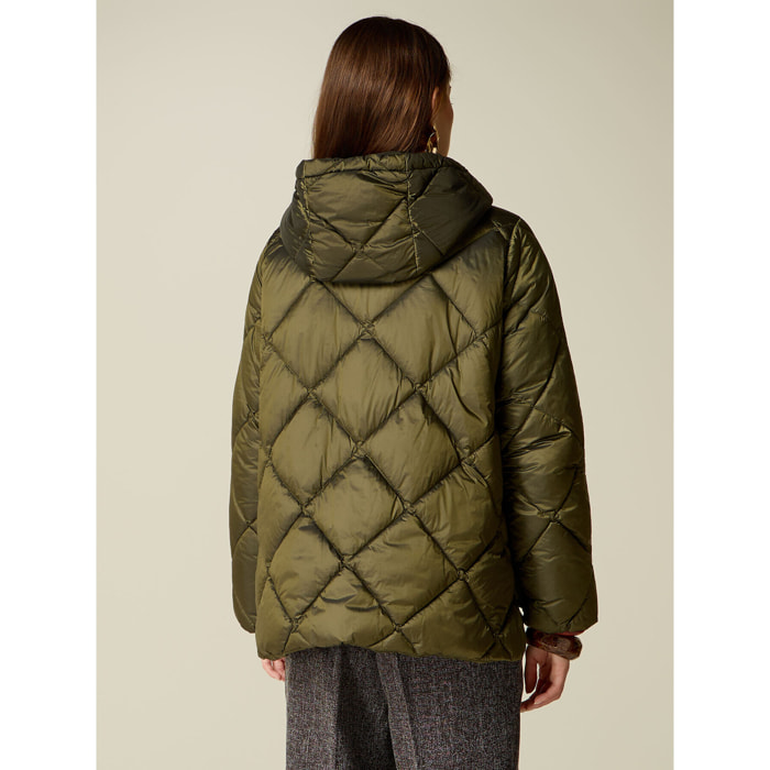 Oltre - Piumino over trapuntato con cappuccio - Verde militare