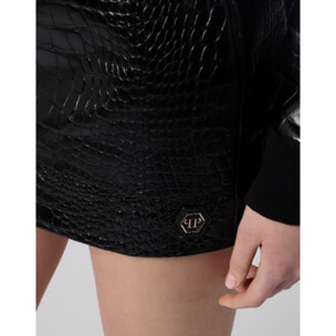 PHILIPP PLEIN Leather Mini Skirt Cocco