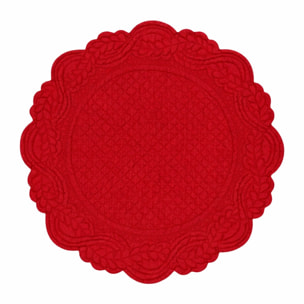 Set de table rond lavable matelassé coton - Rouge