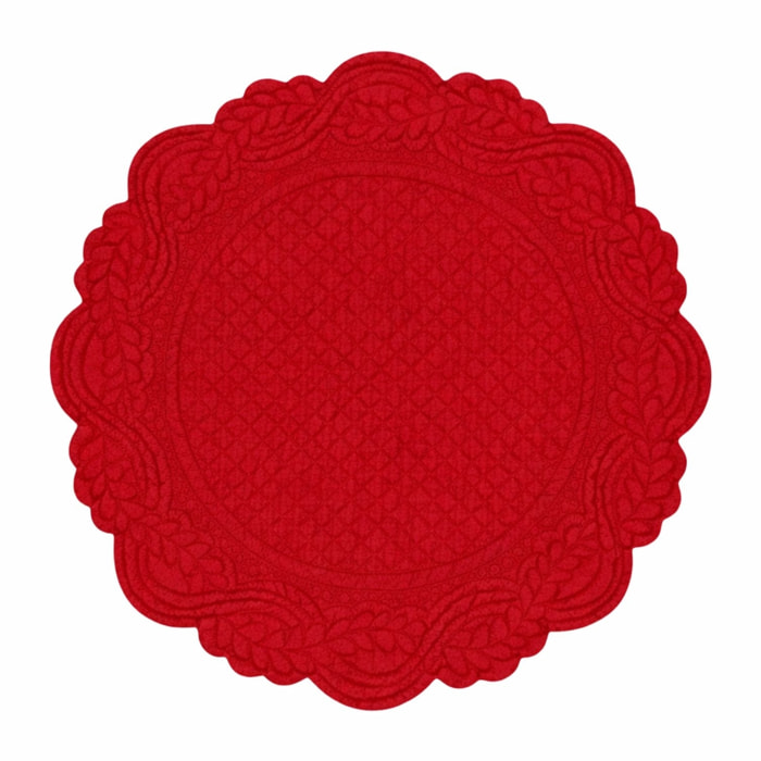Set de table rond lavable matelassé coton - Rouge