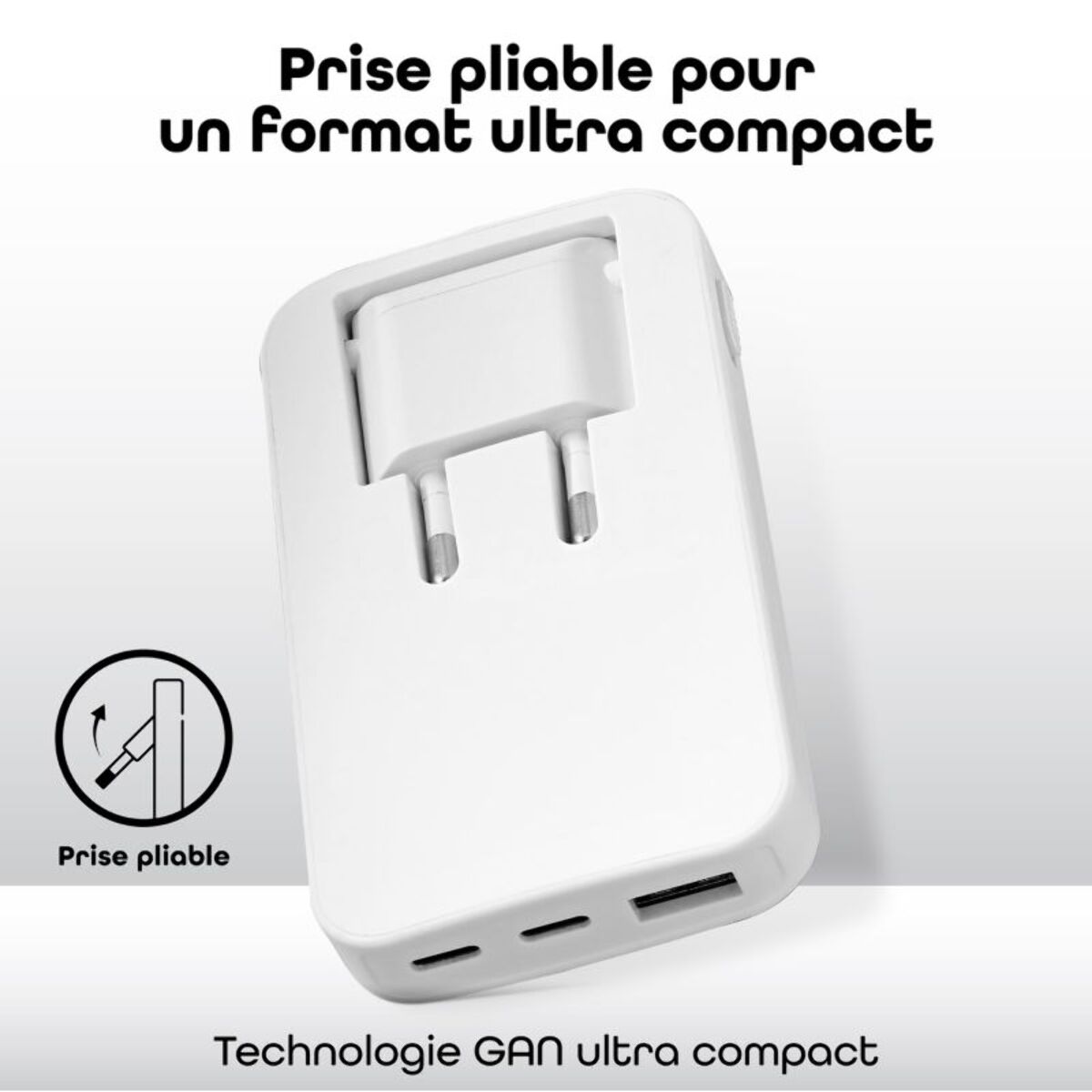 Chargeur secteur TNB 65W GAN 2 USB-C + 1 USB-A Power Delivery