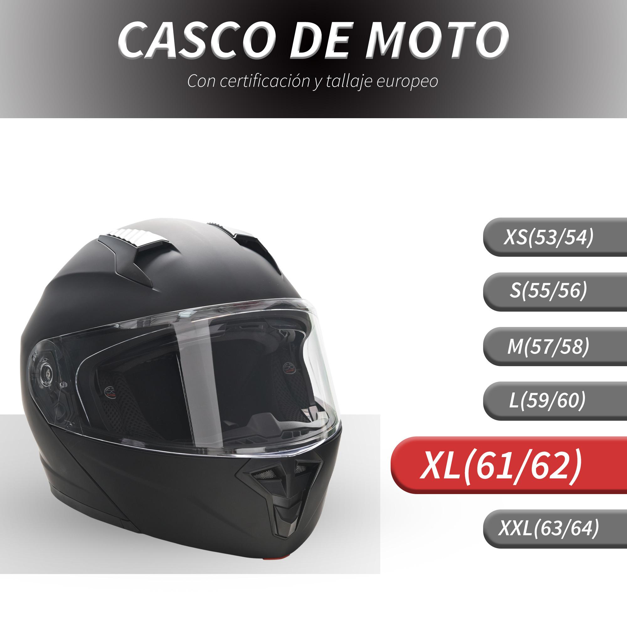 Casco de Moto Doble Visera Cabezal Anticolisión Certificación Europea XL-60 cm